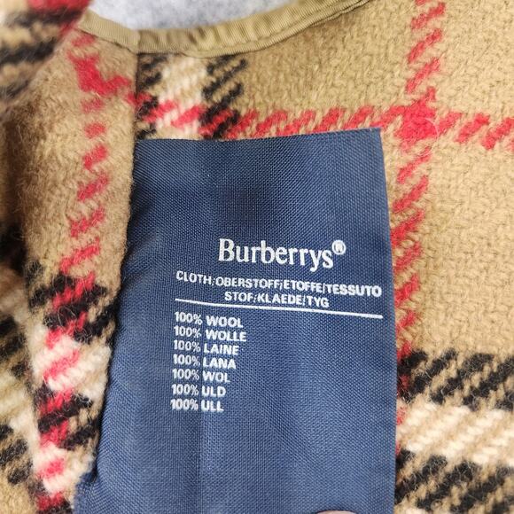 Vintage Burberrys Trench Coat Liner Nova Check Plaid 100% Wool Beige Zip-In 90s - Picture 10 of 15